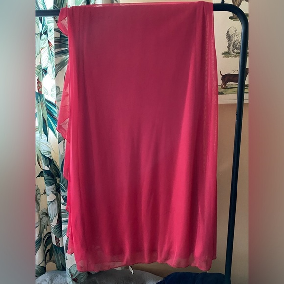 Vintage 90s Jessica Fairycore Flower Dress Pink Strapless Prom Long Mesh Overlay - Picture 9 of 12